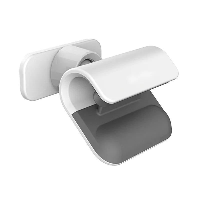 Black 360-degree rotating car phone holder mounted on a car air vent, holding a mobile phone.