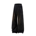 Fleece-lined straight-leg trousers in lightweight polyester with elastic waist for plus-size casual wear