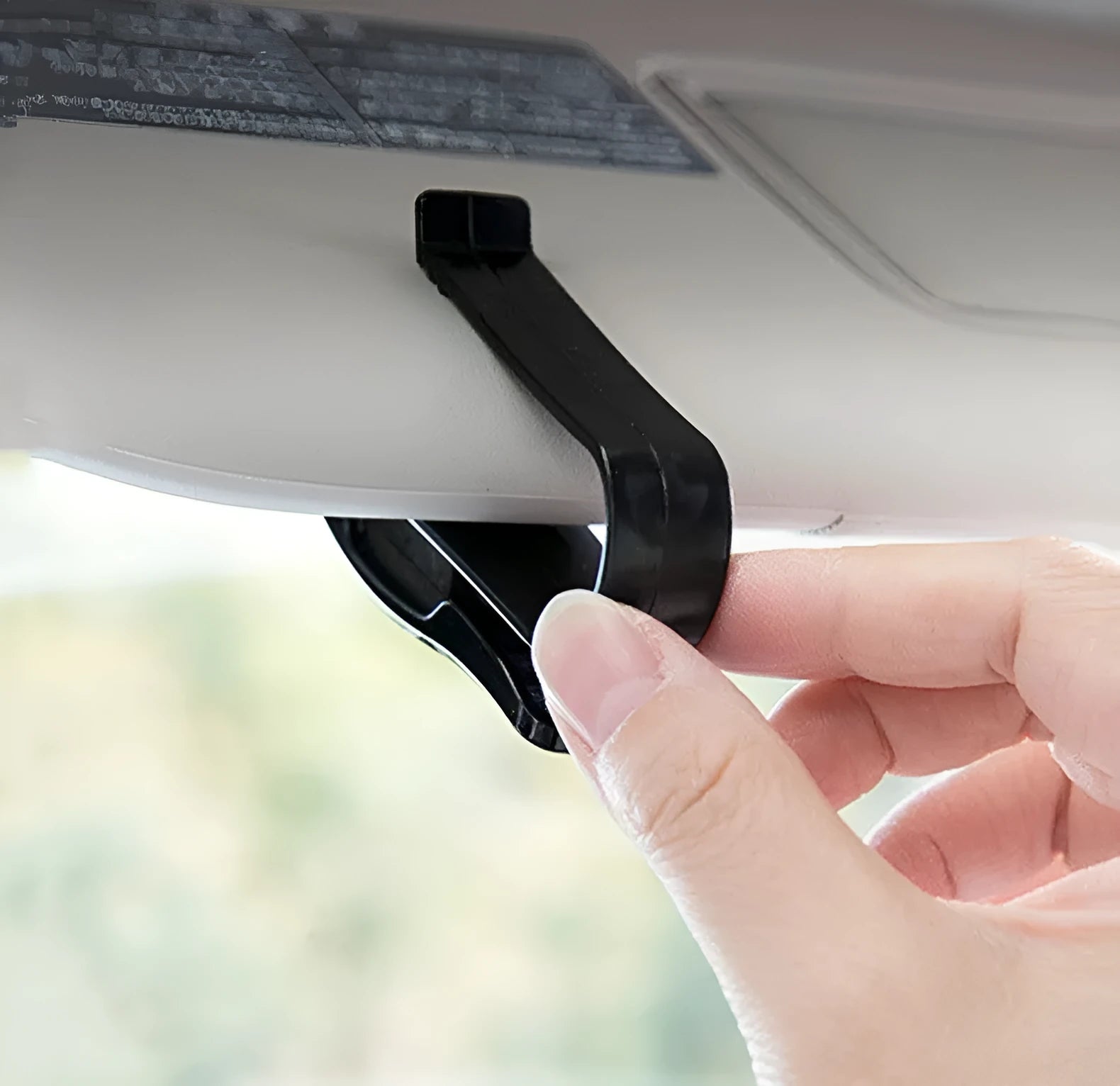 Black plastic car sun visor clip for holding sunglasses and cards