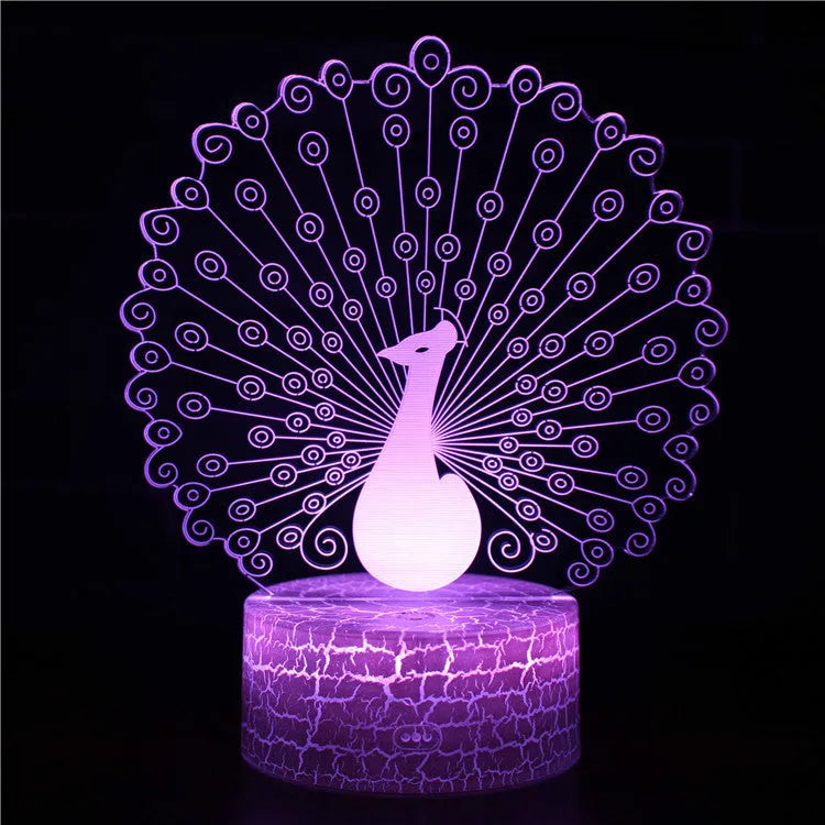 Acrylic 3D touch USB table lamp with colourful LED effects and crack base design