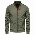 Men's solid colour thin casual jacket in polyester fabric on a hanger.