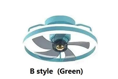 Modern simple style ceiling fan lamp with integrated light and five blades.