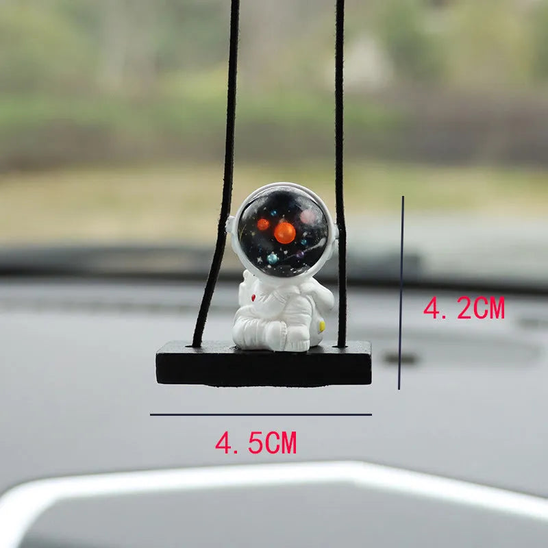 Resin astronaut car pendant in cartoon style with hook for hanging