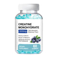 Container of creatine monohydrate gummies showing 60 chewable soft candy pieces for dietary supplementation