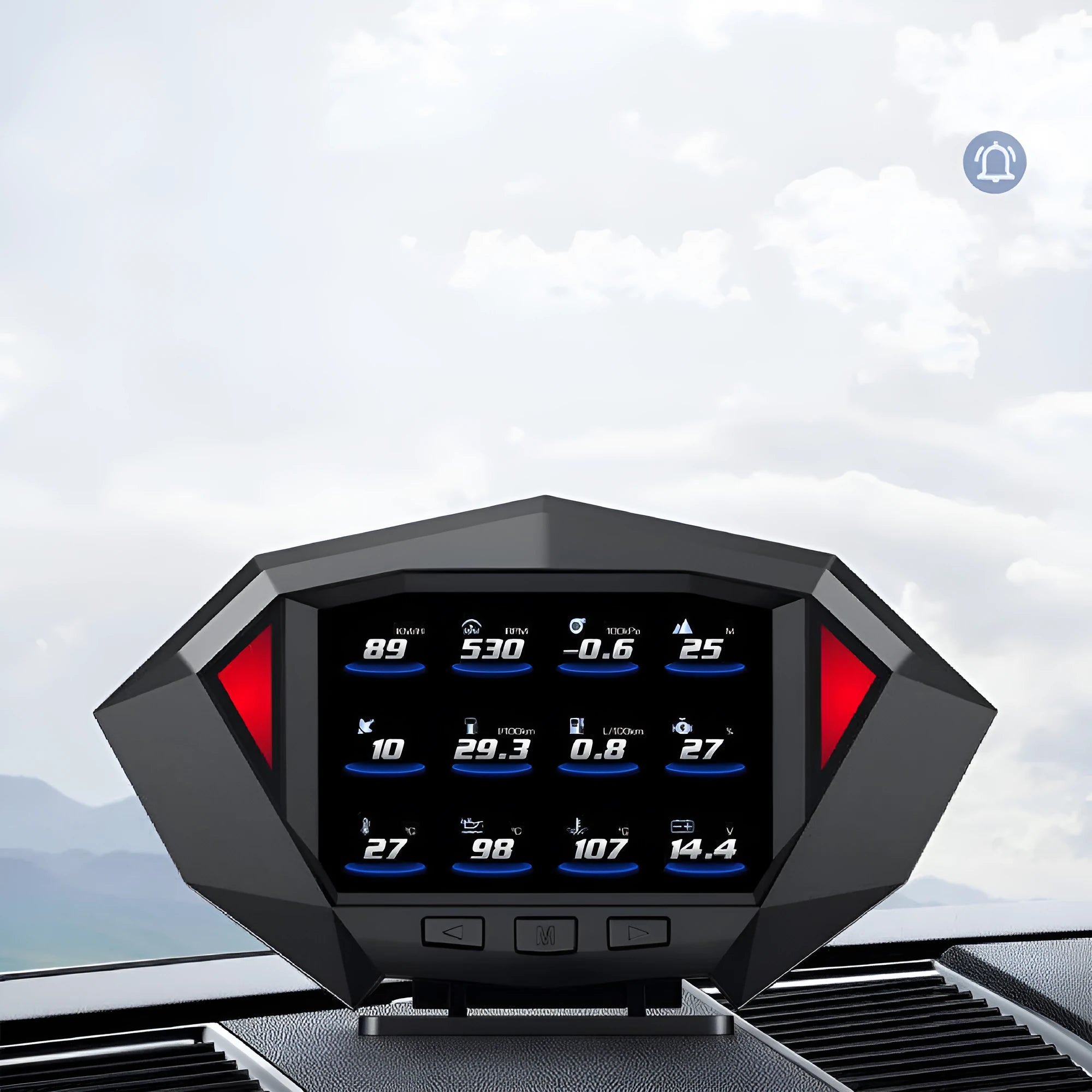 Black vehicle HUD head-up display unit with LCD screen for dashboard mounting