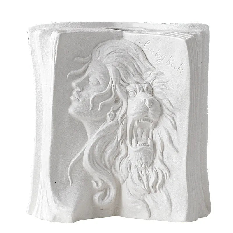 Ceramic book stand in modern simplicity style with glazed surface, design options include lover, dancer, beauty and beast, brush face