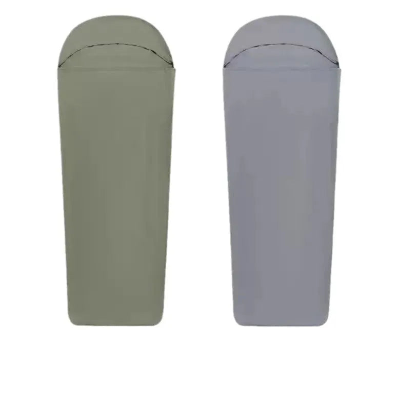 Blue nylon mummy sleeping bag for outdoor camping with dimensions 210x80x60cm