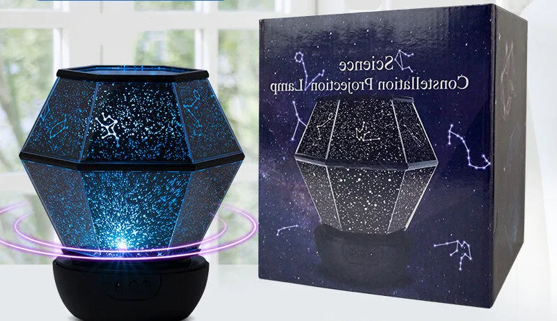 Children's rotating stars LED night light projector with three colour lighting effects