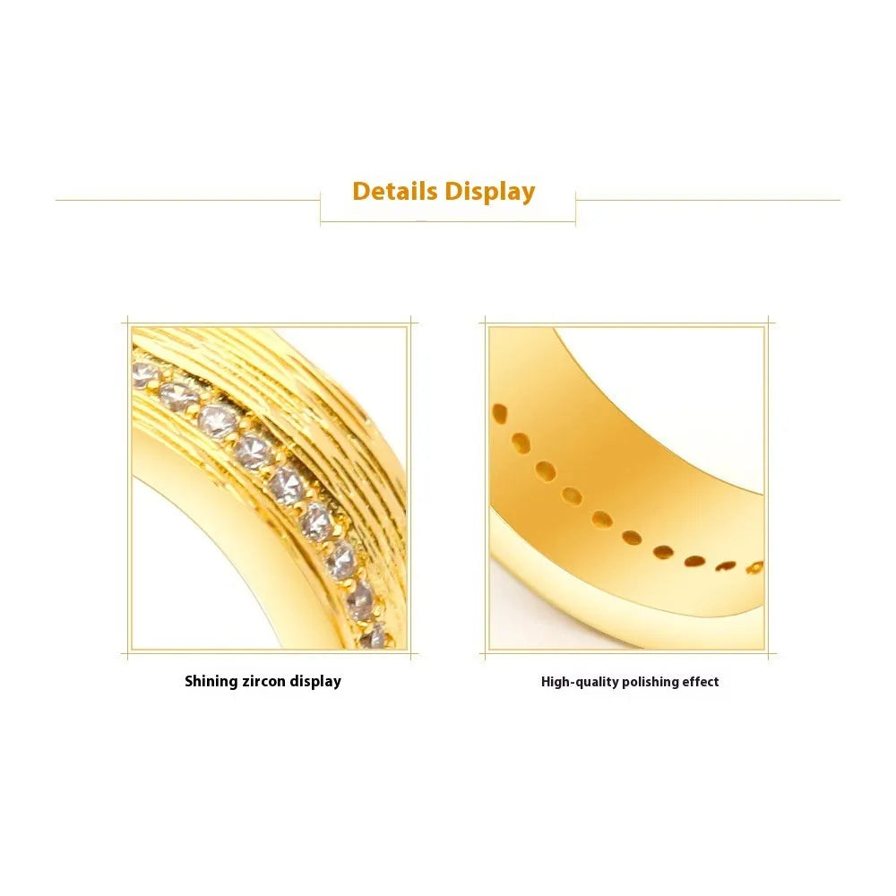 Gold geometric zircon ring for women on a copper base, showing angular design.