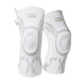 Grey and white sports knee pads for basketball, running, football, and badminton