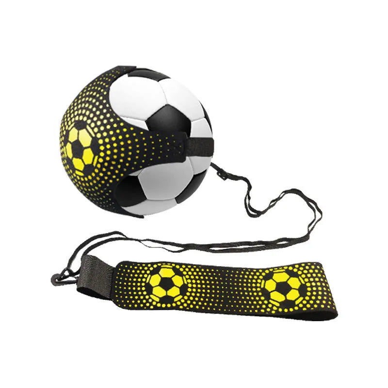 Neoprene football juggling training belt showing five-corner geometric design in blue colour