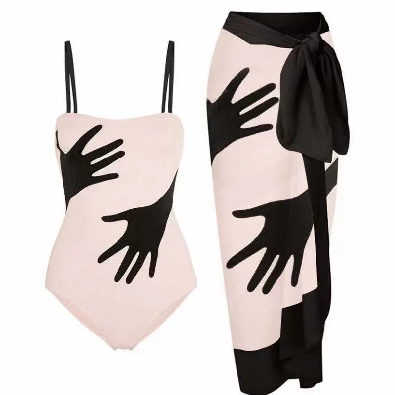 Women's one-piece bikini swimsuit in polyester fabric for beach swimming