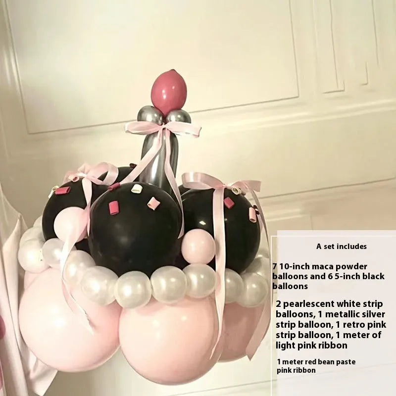 Balloon bouquet cake DIY kit with round arch frame and decoration materials for party centrepieces