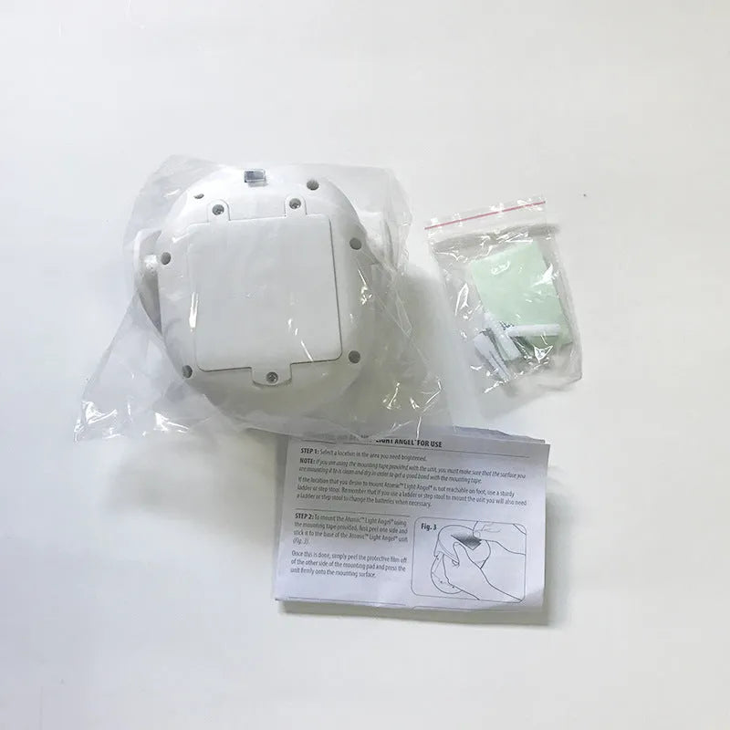 White ABS plastic induction table lamp measuring 13.3 x 9.8 x 15.8 cm
