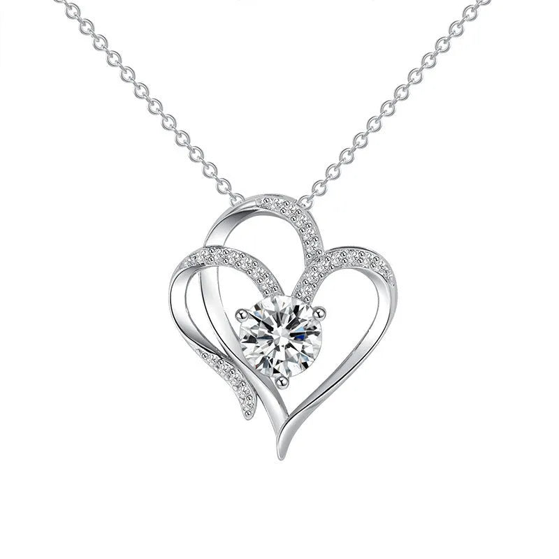 Women's heart necklace in 925 silver with gold plating options