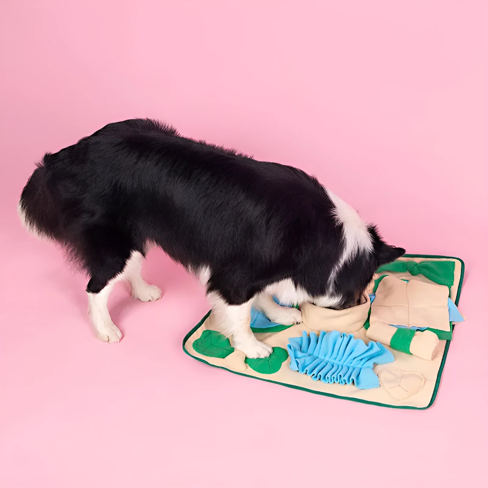 60cm polar fleece snuffle mat for dogs on a light background, with fleece strips holding kibble