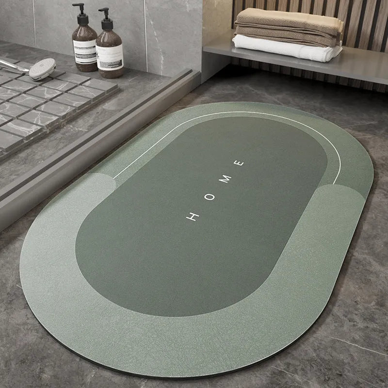 Blended fabric bathroom floor mat in oval and rectangle styles showing Lake Baikal colour options