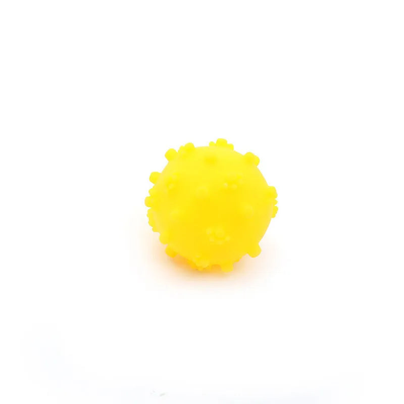Bright coloured spiked dog toy balls with paw print dimples, 2 inches diameter