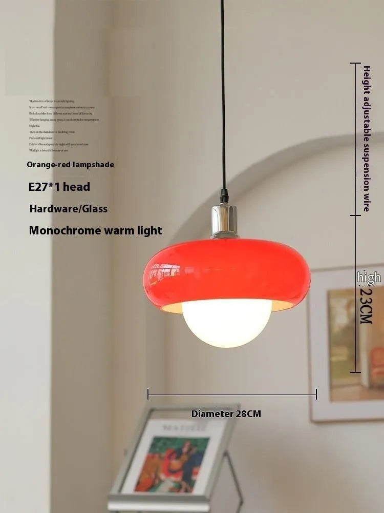 Bauhaus retro style glass pendant ceiling light with three egg tart shaped shades in milk white finish.