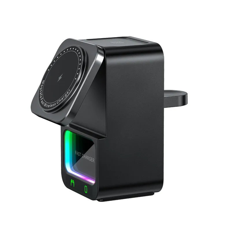 White or black 5-in-1 Bluetooth speaker wireless charger with QC3.0 fast charging