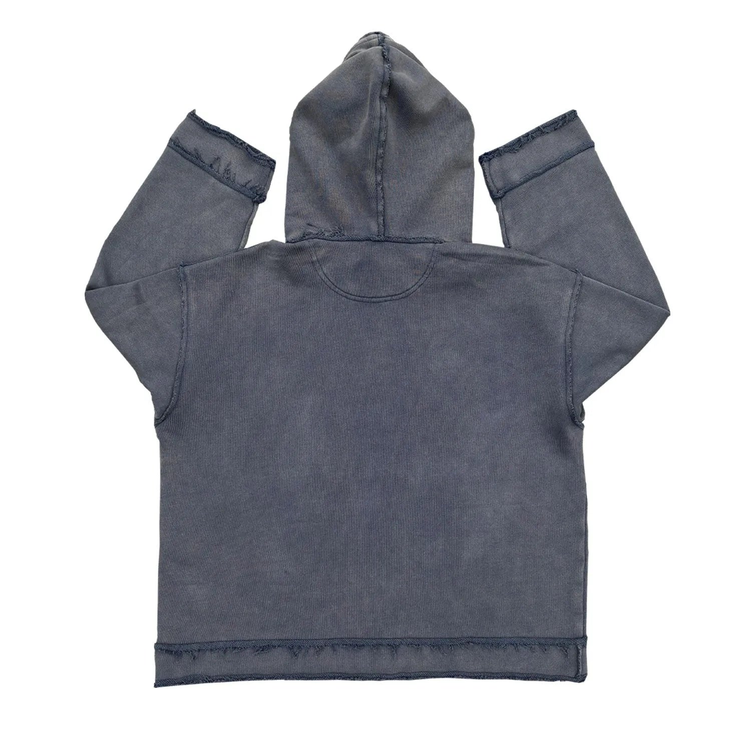 Dark blue hooded sweatshirt with The Sun Also Rises graphic, showing crewneck and long sleeves.
