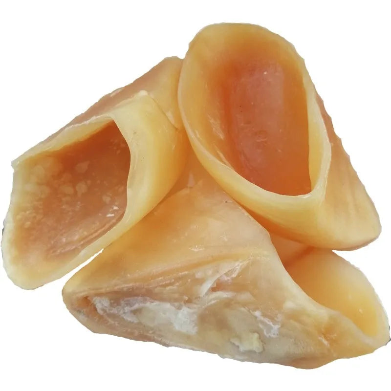 Natural cowhide dog chew rod with hoof shell colour and edible cutin in two size options