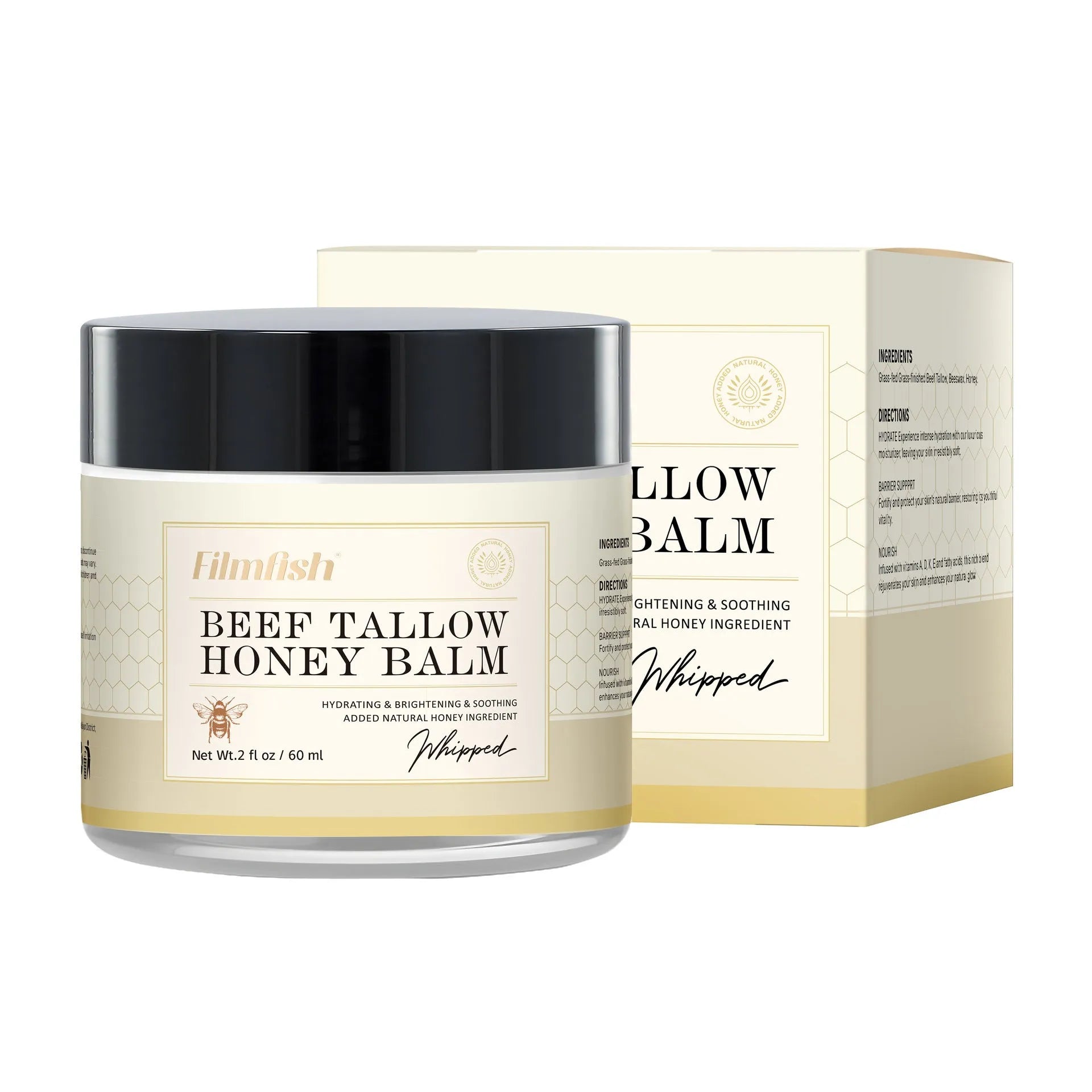 60ml honey moisturising body cream in white container with Rejuvenation Refreshing Nourishing Skin Care branding