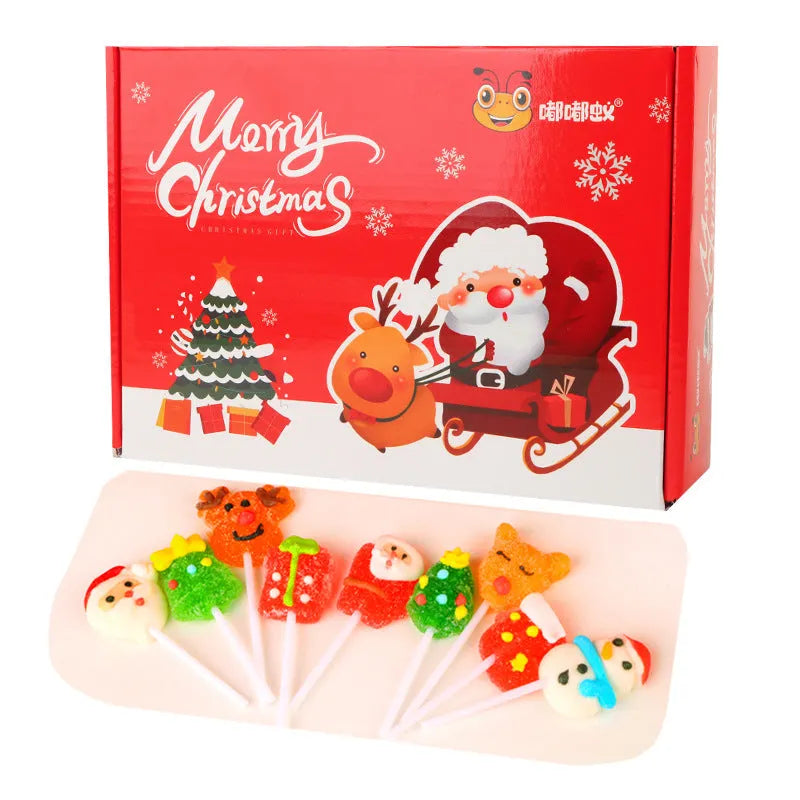 Christmas soft lollipop gift box with 18 or 30 soft candy sticks in festive packaging