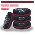 Oxford cloth 210D car tyre protective cover set of 4 in black belt style on a parked car
