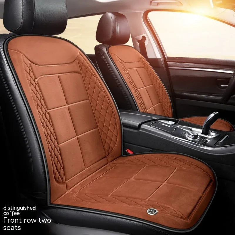 Auto heating car cushion with cotton filling in beige, black, or coffee colours for single or double car seats