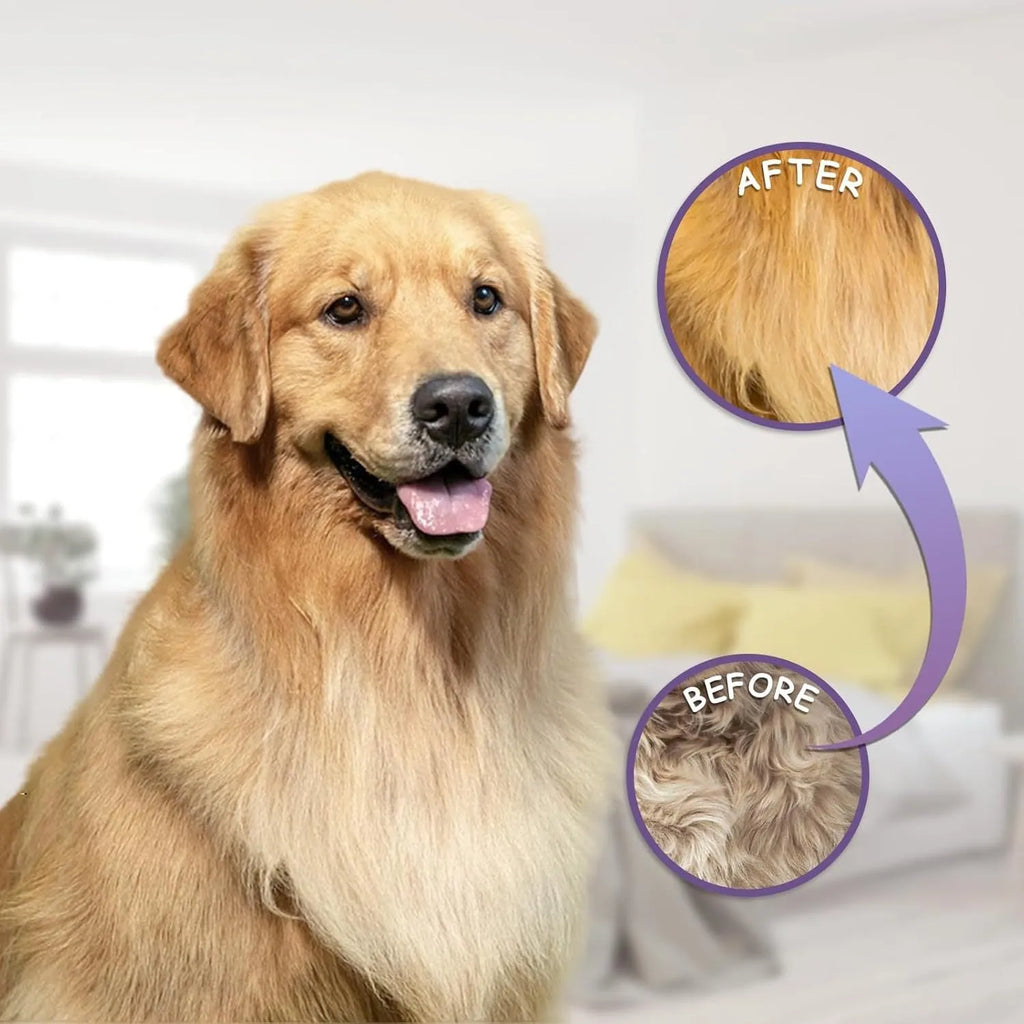 Purple pet grooming comb with stainless steel teeth for detangling dog and cat fur