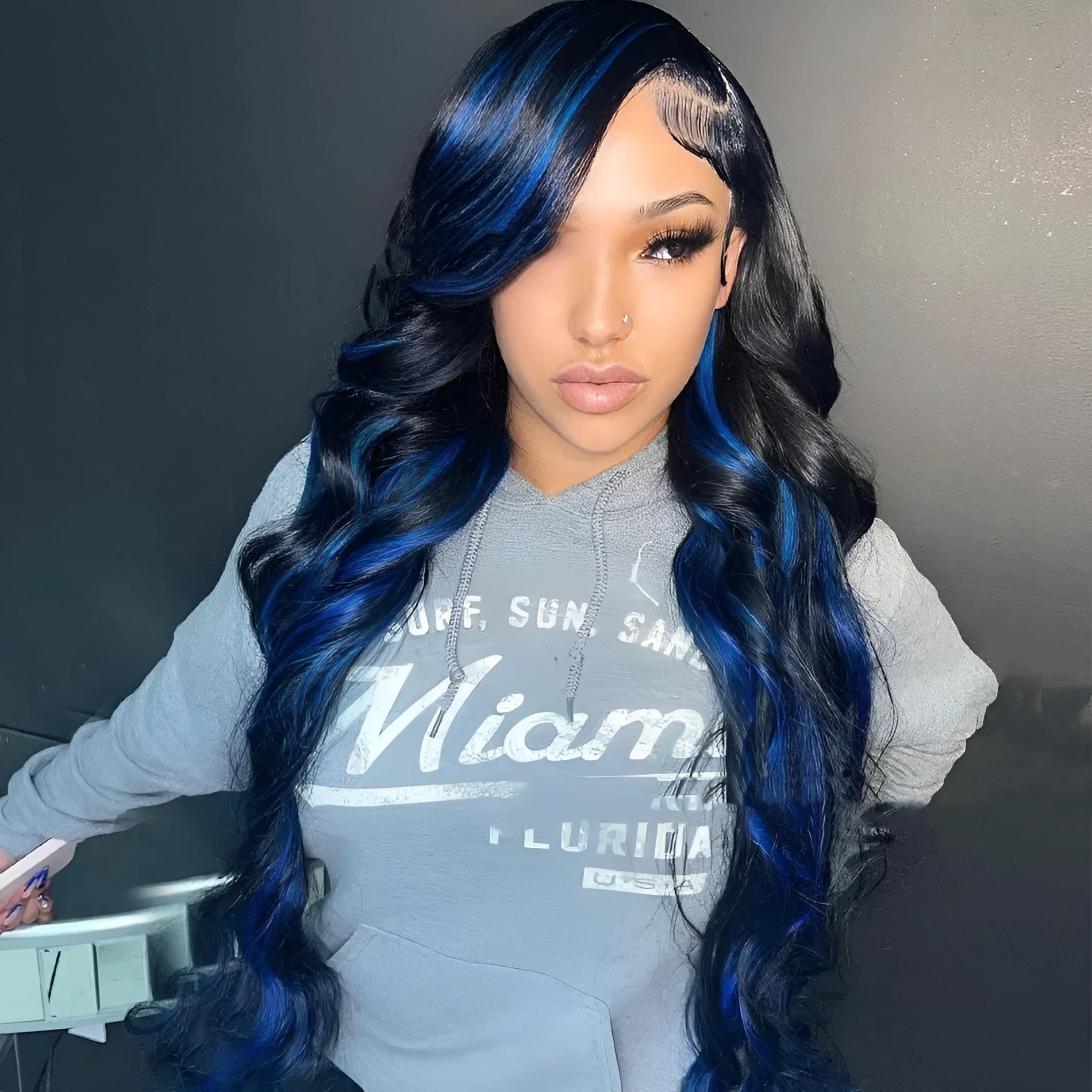 Real human hair lace front headgear showing 4x4 lace area and natural hairline
