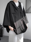 Men's hooded short sleeve t-shirt in loose fit available in multiple colours including black, white, and blue