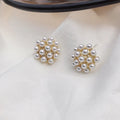 Korean style pineapple starfish pearl earrings with alloy electroplated finish and artificial gemstone inlays