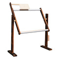 Vertical desktop solid wood cross stitch frame with adjustable height mechanism in natural pine finish