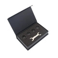 Bluetooth 5.0 automotive tire pressure monitor set with four sensors, wrench, and anti-theft screws