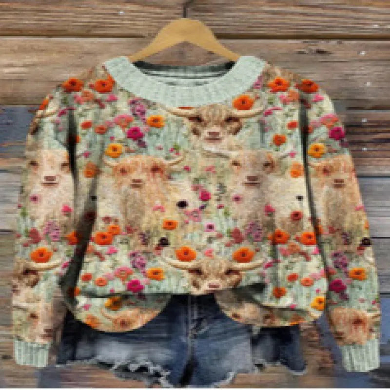Little Flower digital printed round neck sweater in a colour from the YPM935 range.