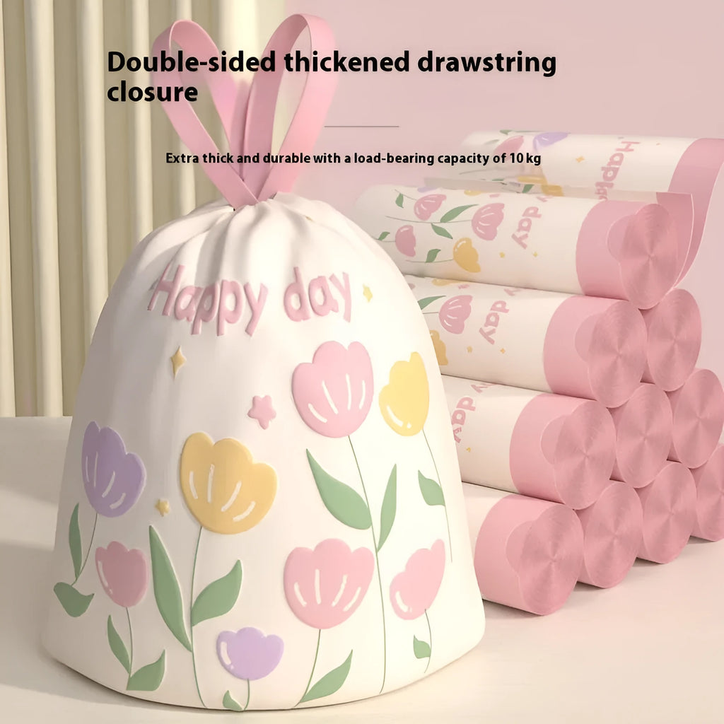 Pink degradable mosquito repellent bin bags with bold drawstring and argy wormwood essence