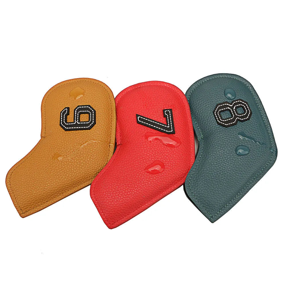 10 digital printed PU golf club head covers in mixed colours for complete set protection