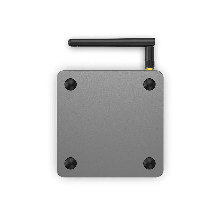 Smart Voice Android TV set-top box with remote control and HDMI cable.