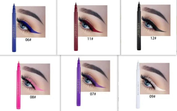 12-colour matte eyeliner set with waterproof long-lasting formula, each in 1x1x13.5cm cardboard packaging