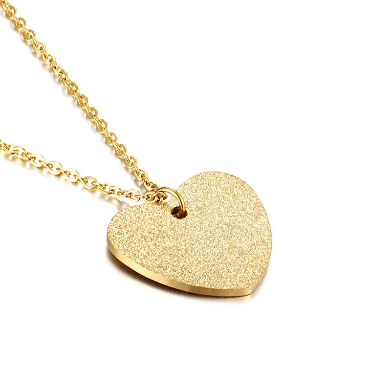 Women's titanium steel geometric heart-shaped pendant necklace in colour KN25736-Z.
