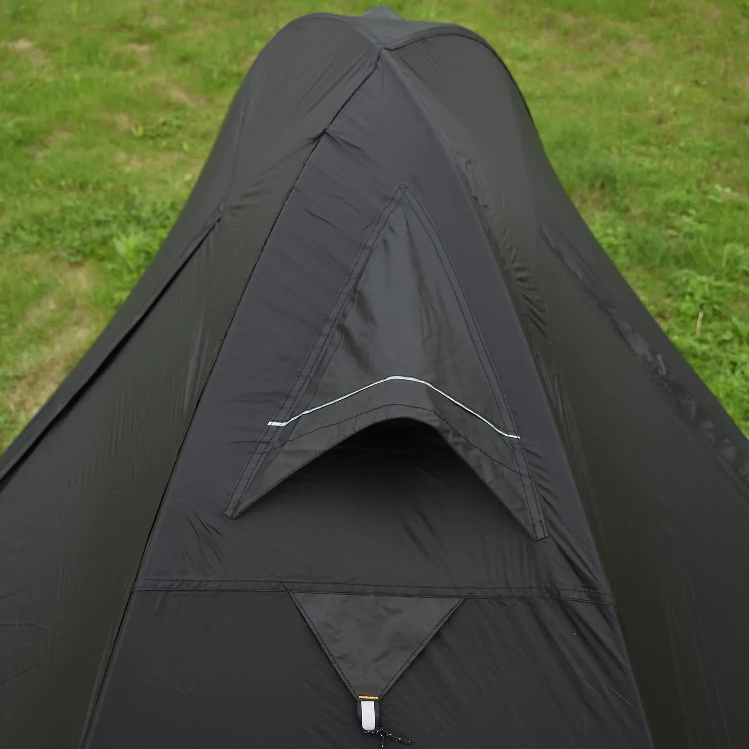 Single person tent with aluminium poles in red, black, or orange colours, showing double account design