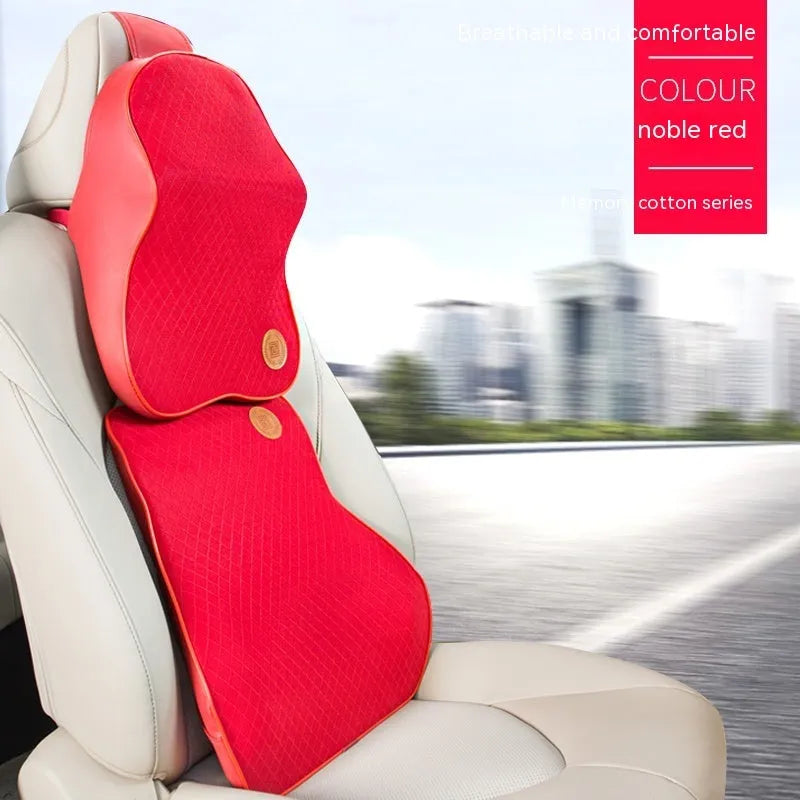 Memory foam automotive headrest and lumbar support pillow set in multiple colour options