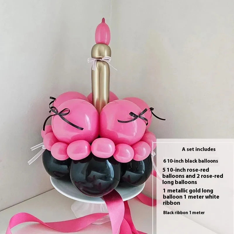 Balloon bouquet cake DIY kit with round arch frame and decoration materials for party centrepieces
