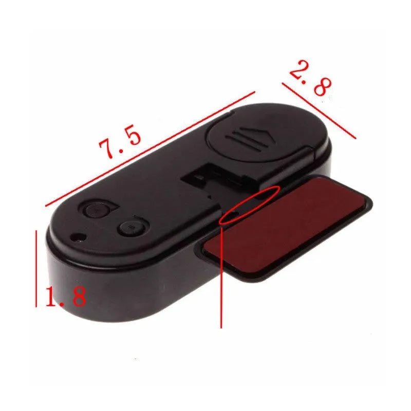 Black car digital clock thermometer with luminous display on adjustable bracket showing time and temperature