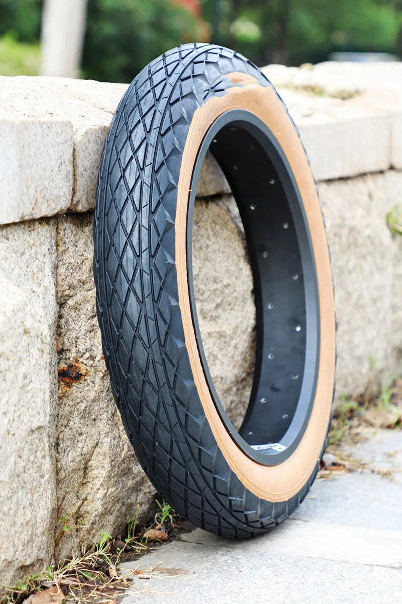 Brown skin edge rubber tyre for snowmobiles and electric beach cars, size 20x4.0 inches.