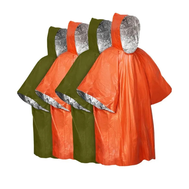 Marathon Wild orange or army green cross-country raincoat measuring 100x130cm with adjustable hood