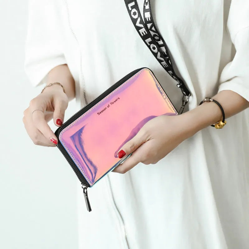 Women's short folding Korean style wallet in PU leather with compact 11cm dimensions