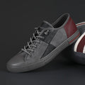 Men's leather shoes with elastic band and colour matching design in microfiber with rubber sole